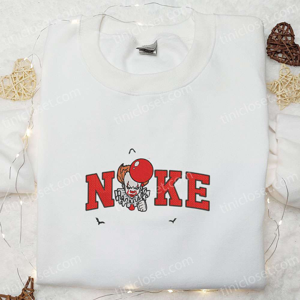Nike x Pennywise Balloon Embroidered Shirt: Best IT-Halloween Horror Film Gift for Family