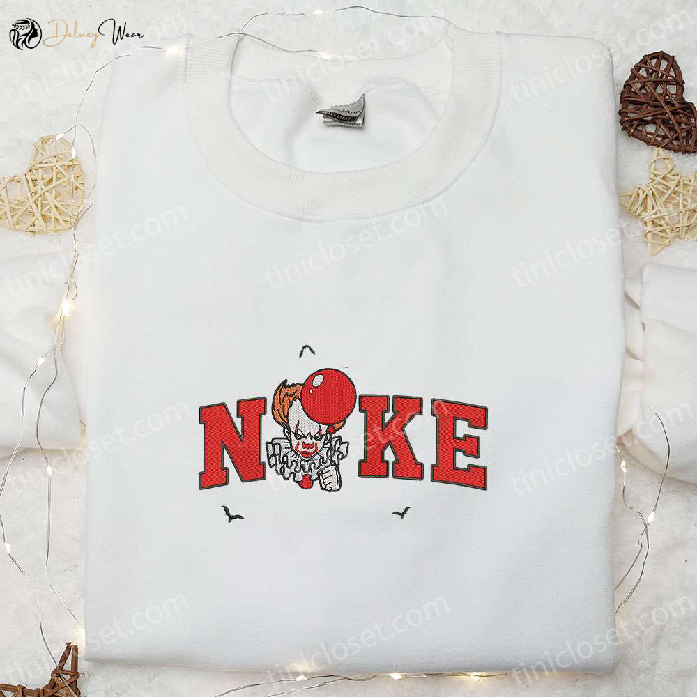 Nike x Pennywise Balloon Embroidered Shirt: Best IT-Halloween Horror Film Gift for Family