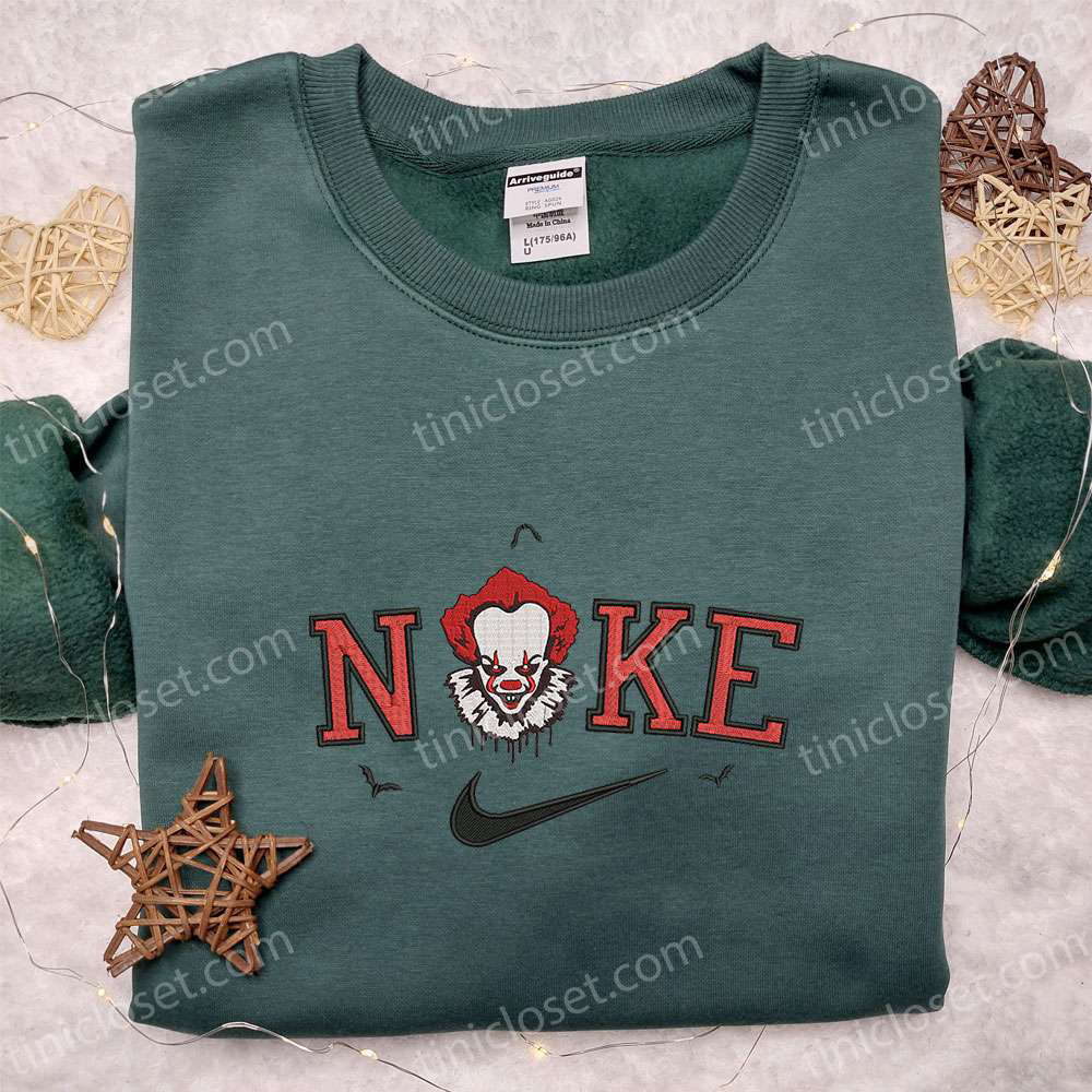 Nike x Pennywise Embroidered Shirt: IT-Halloween Horror Film Gift for Family