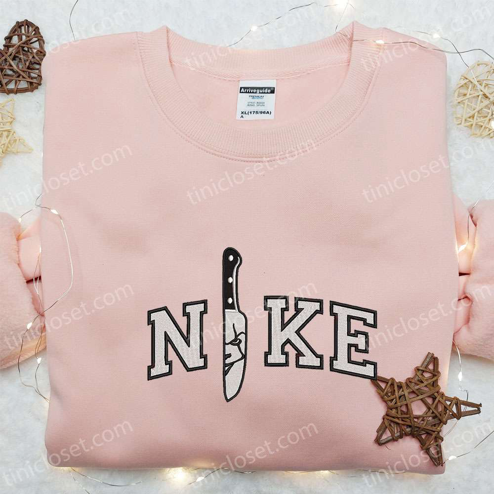 Nike x Pennywise Knife Embroidered Shirt: Halloween Movie & Nike Inspired T-shirt