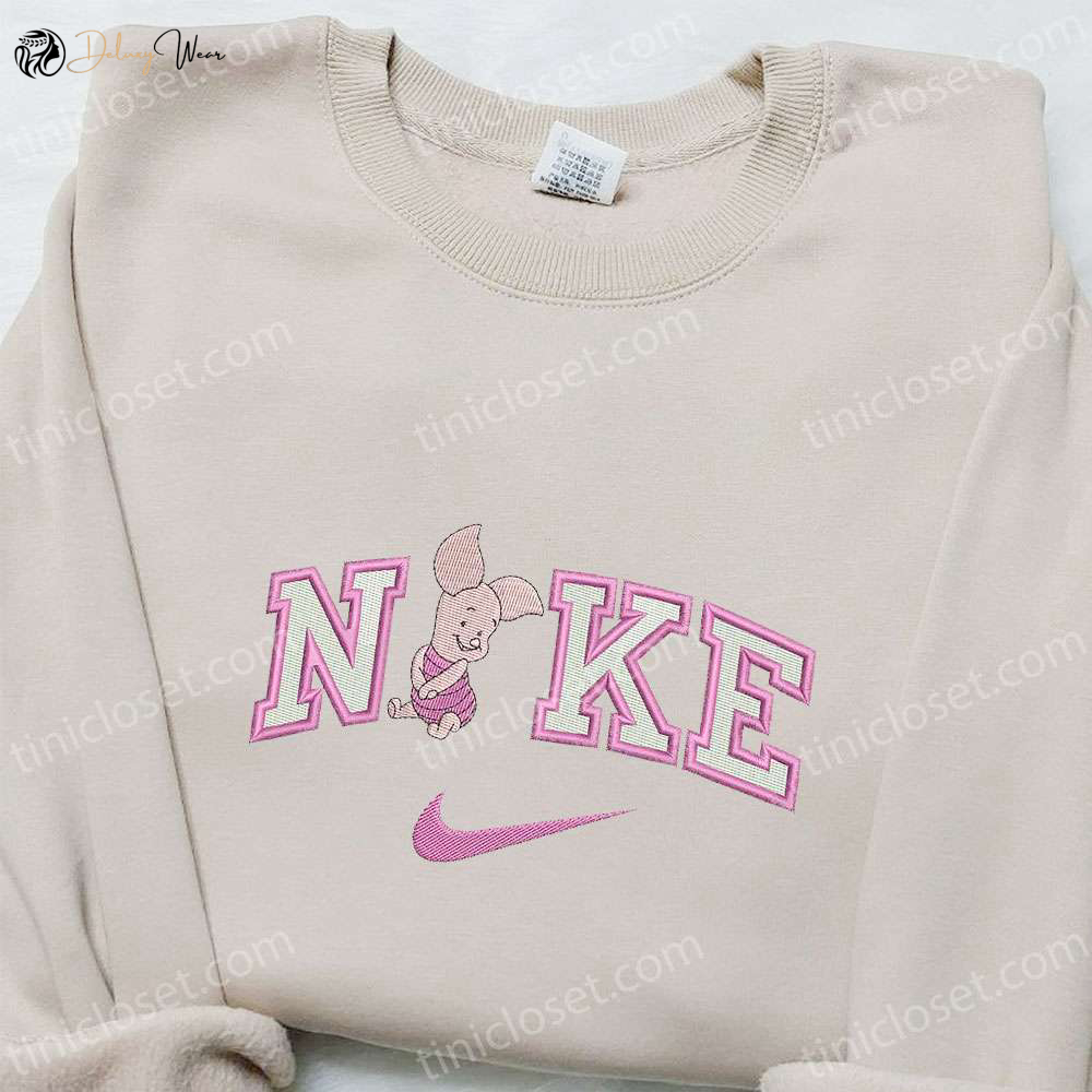 Nike x Piglet Cartoon & Disney Characters Embroidered Shirt: Stylish Nike Inspired T-shirt