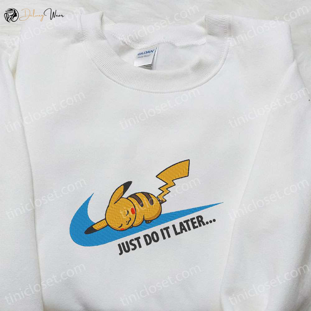 Nike x Pikachu Anime Embroidered Shirt Pokemon Inspired T-shirt