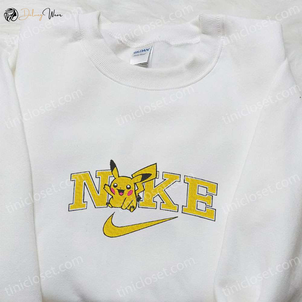 Nike x Pikachu Anime Embroidered Sweatshirt: Pokemon Shirt Inspired T-Shirt