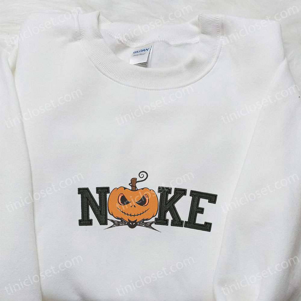 Spooktacular Nike x Pumpkin Jack Skellington Embroidered Shirt – Stylish Halloween Collaboration from Nike