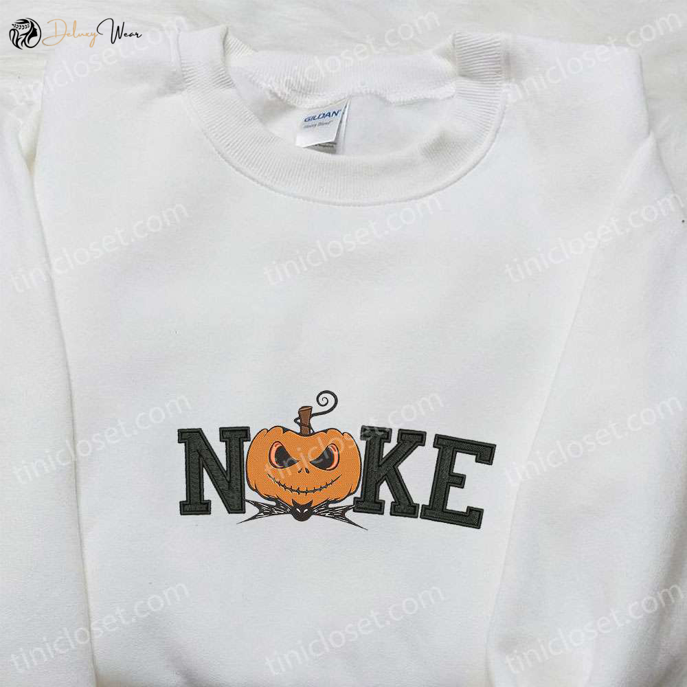 Spooktacular Nike x Pumpkin Jack Skellington Embroidered Shirt – Stylish Halloween Collaboration from Nike