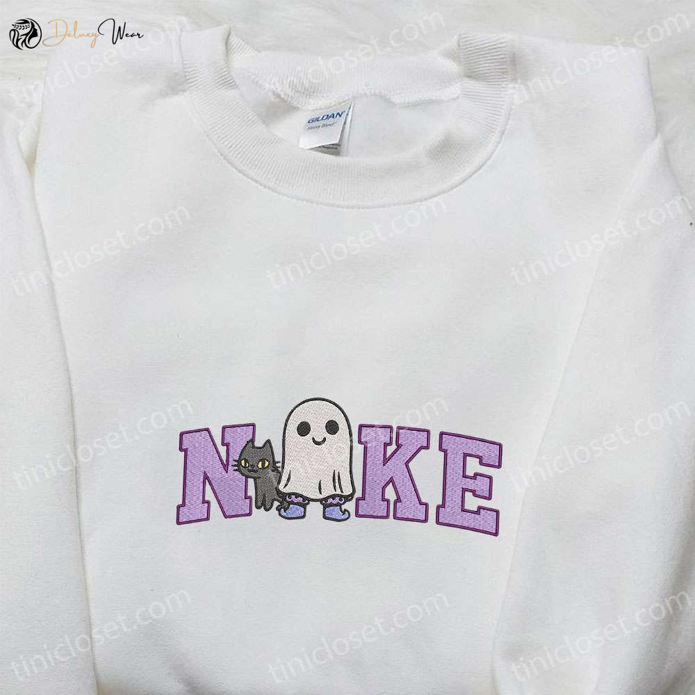 Nike x Spooky Ghost Halloween Cat Embroidered Shirt – Amazing & Inspired Halloween Apparel