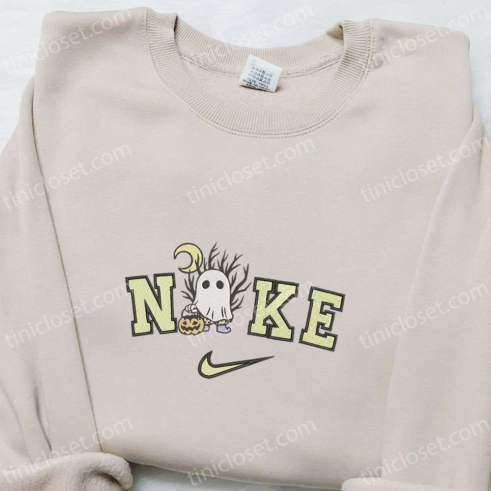 Nike x Spooky Ghost Halloween Embroidered Shirt: Amazing Nike-Inspired Halloween Shirt
