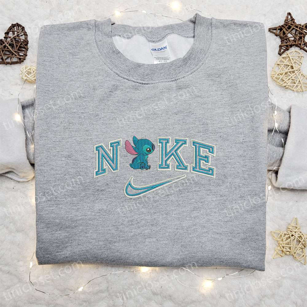 Nike x Stitch Cartoon Embroidered Sweatshirt: Best Nike Inspired Hoodie for Family Gifts