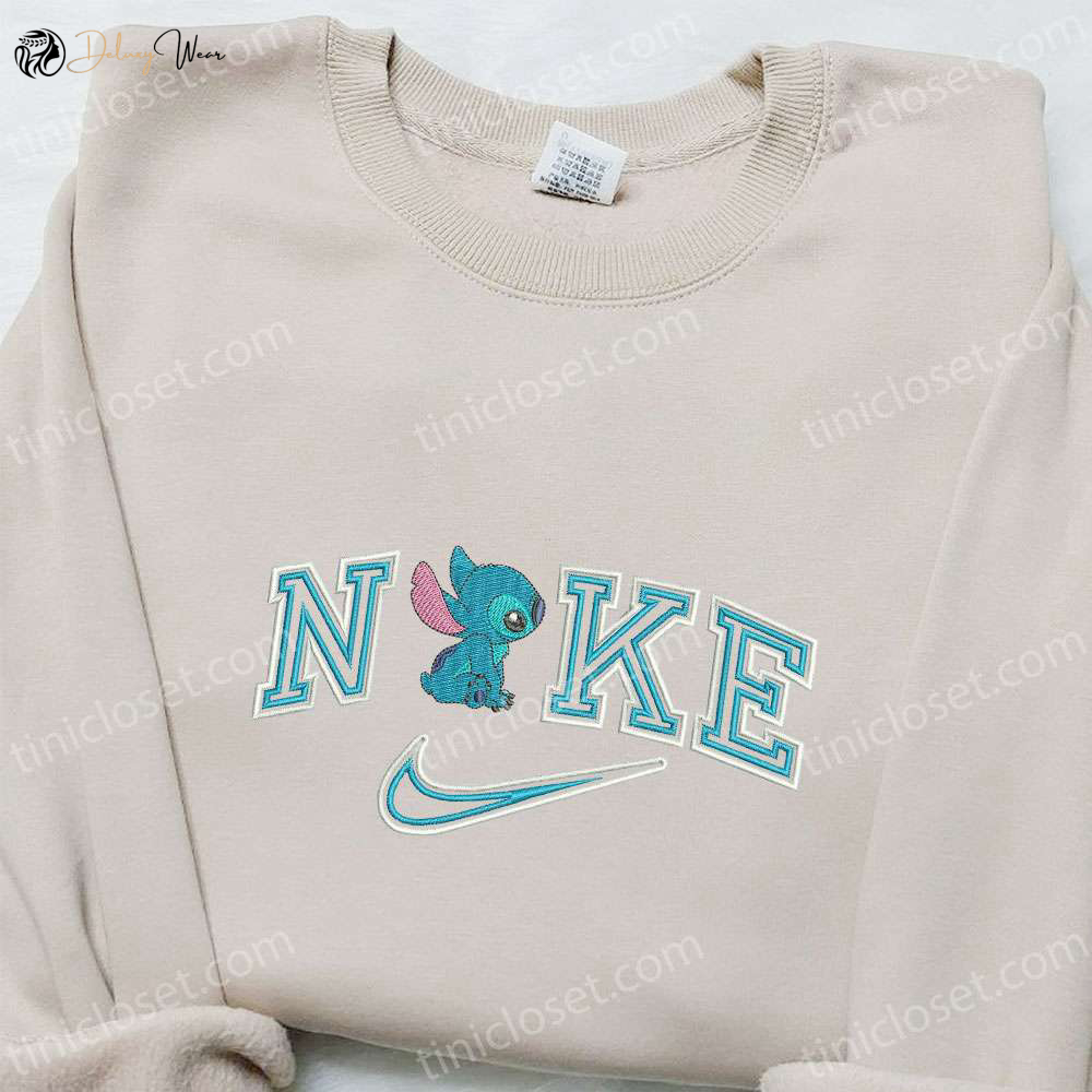 Nike x Stitch Cartoon Embroidered Sweatshirt: Best Nike Inspired Hoodie for Family Gifts