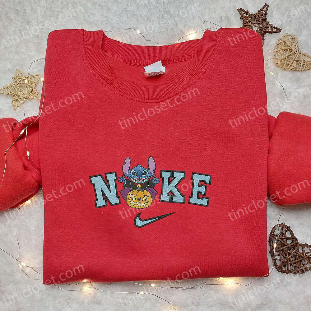 Nike x Stitch Vampire Pumpkin Embroidered T-shirt & Sweatshirt: Best Family Gifts
