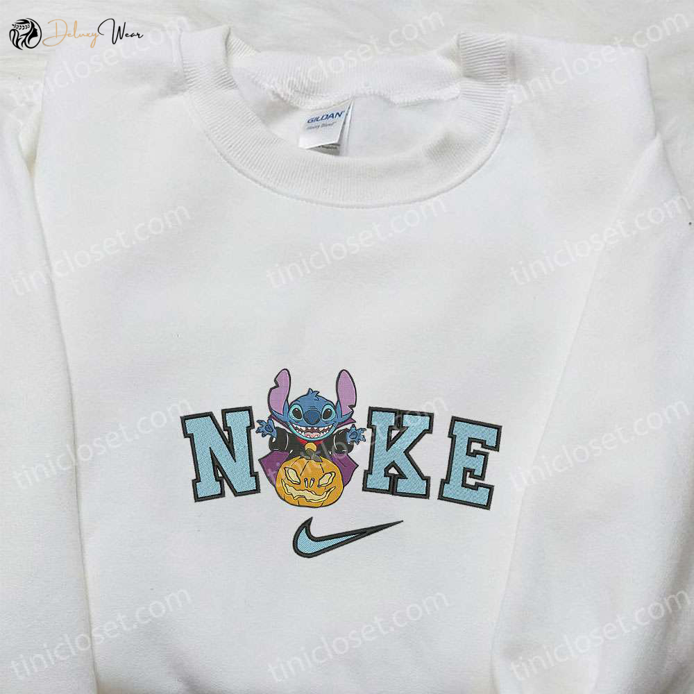 Nike x Stitch Vampire Pumpkin Embroidered T-shirt & Sweatshirt: Best Family Gifts