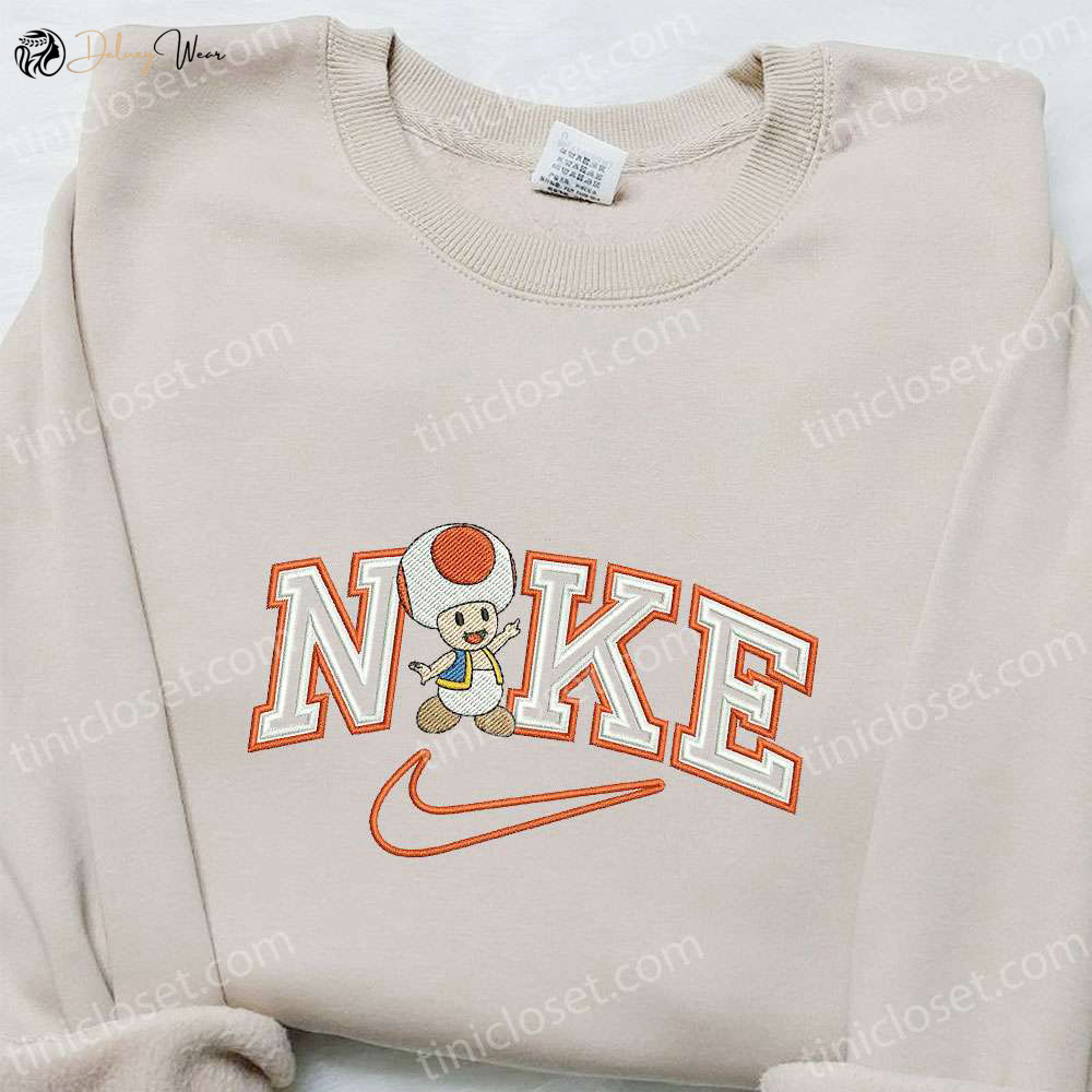 Nike x Toad Cartoon Hoodie: Best Gift for Family Nike Inspired Embroidered Hoodie