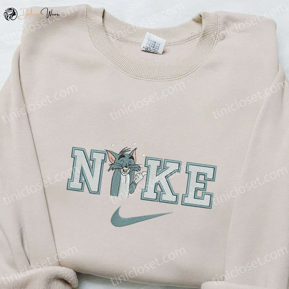 Nike x Tom Cat Cartoon Embroidered Hoodie: Best Family Gift with Tom and Jerry Design