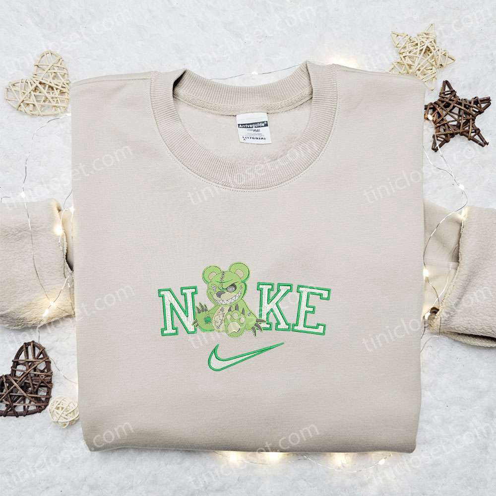 Nike x Zombie Bear: Cool Halloween Embroidered Sweatshirt Hoodie & T-shirt