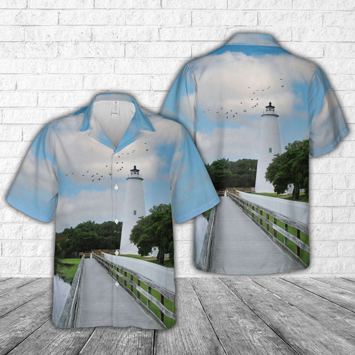 Ocracoke Island, NC Lighthouse Hawaiian Shirt Gift for Men Dad Father Gift for Men Dad Father