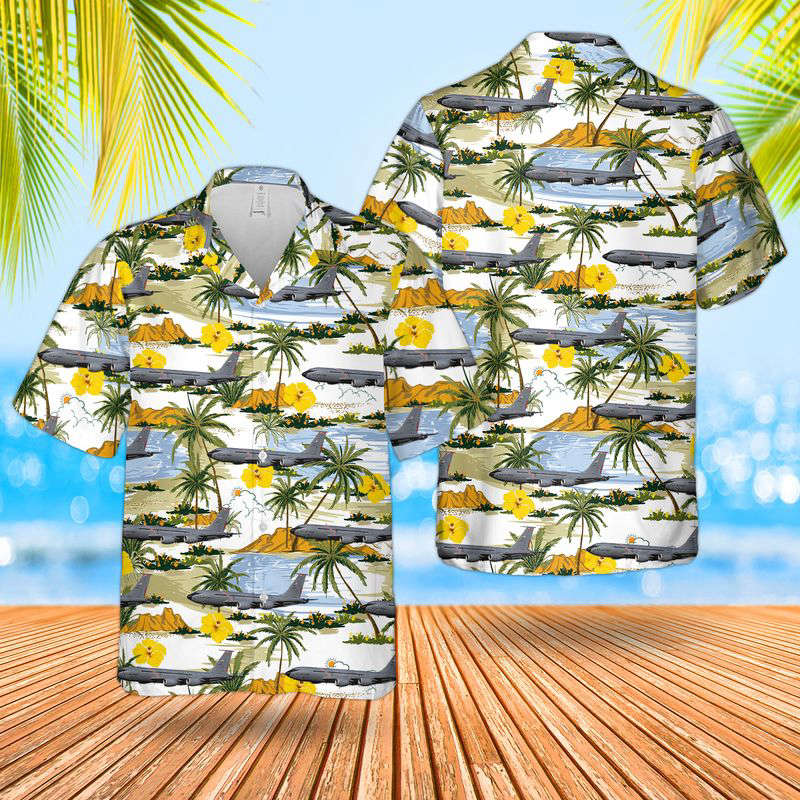 Ohio Air National Guard 121st Air Refueling Wing Boeing KC-135R Stratotanker Hawaiian Shirt Gift for Men Dad Father Gift for Men Dad Father