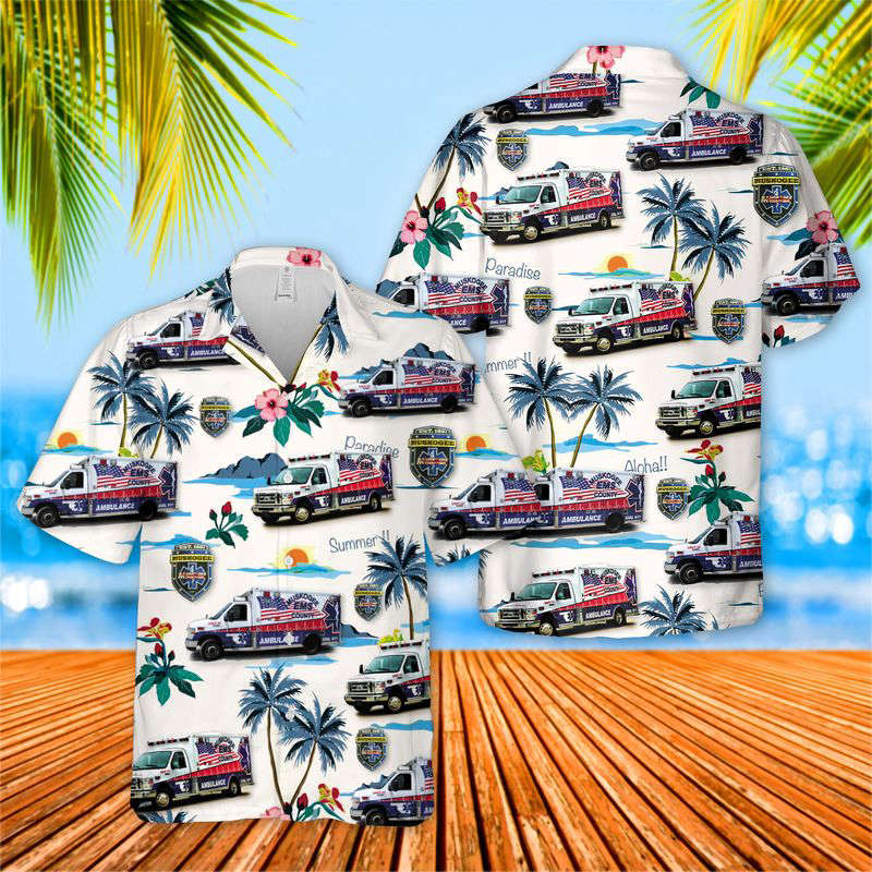 Oklahoma Muskogee County EMS Hawaiian Shirt Gift for Men Dad Father Gift for Men Dad Father