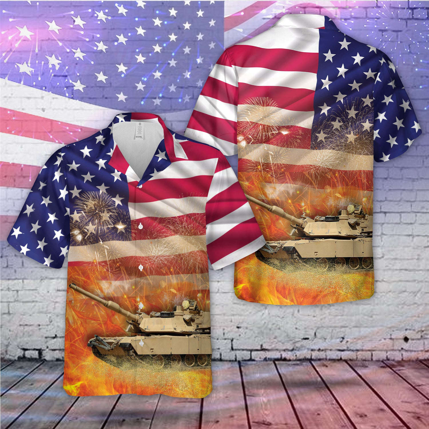 Paratroopers 2nd Bn. 325th AIR, 2nd Brigade Combat Team, 82nd Airborne Division Ride an M1 Abrams tank, 4th Of July Hawaiian Shirt Gift for Men Dad Father Gift for Men Dad Father