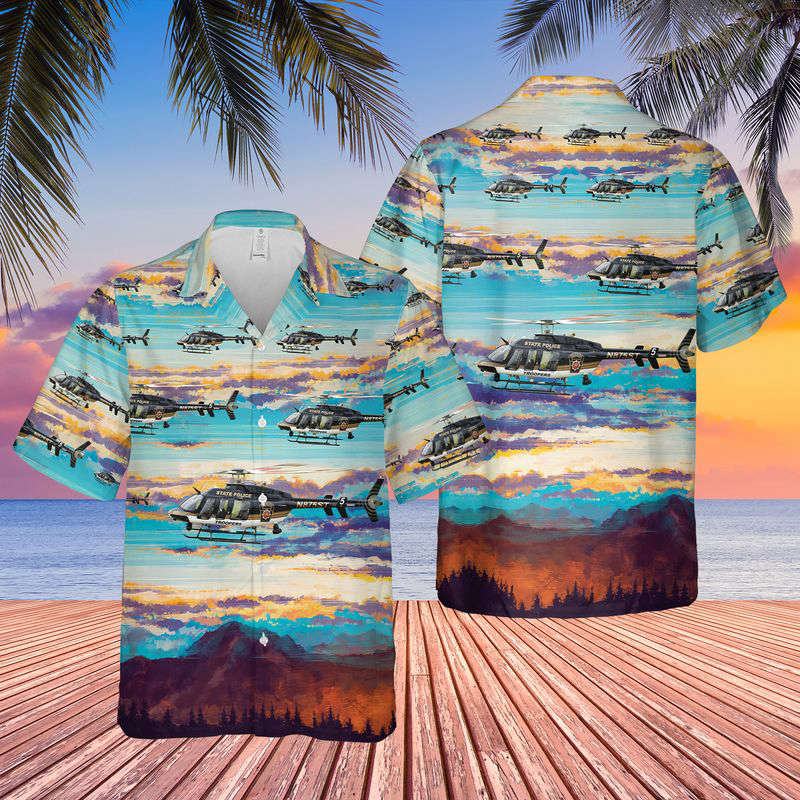 Pennsylvania State Police Bell 407GX Helicopter Hawaiian Shirt Gift for Men Dad Father Gift for Men Dad Father