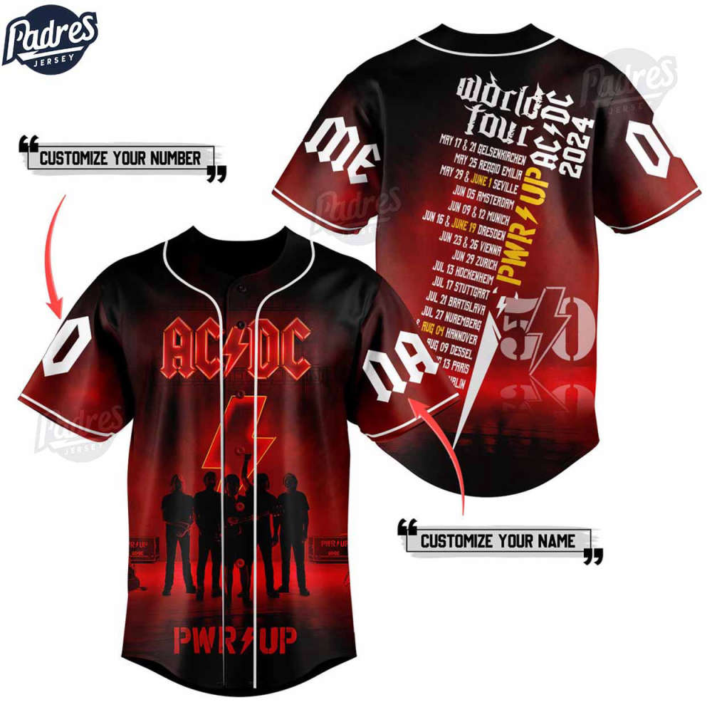 Rock in Style with Personalized ACDC World Tour 2024 Baseball Jersey – Limited Edition!