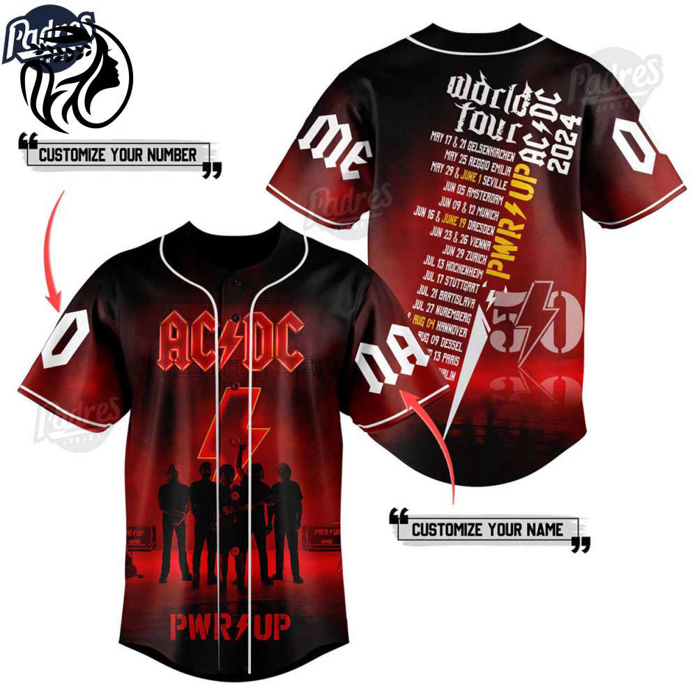 Rock in Style with Personalized ACDC World Tour 2024 Baseball Jersey – Limited Edition!