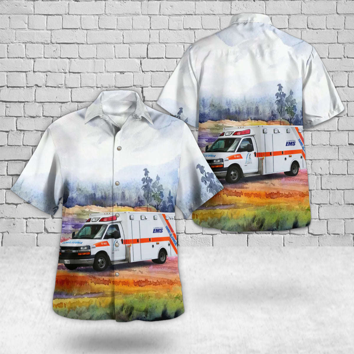 Petrolia, Ontario, Lambton EMS Hawaiian Shirt Gift for Men Dad Father Gift for Men Dad Father