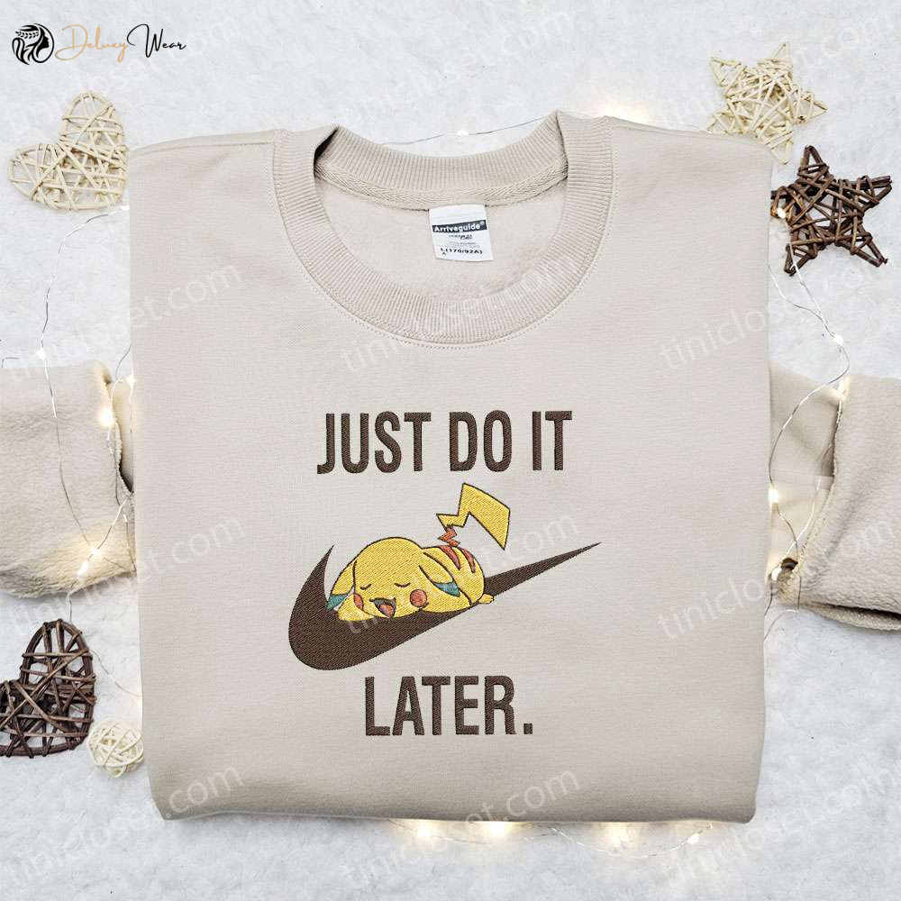 Pikachu x Nike Anime Sweatshirt: Best Pokemon Embroidered Shirt Perfect Family Gift