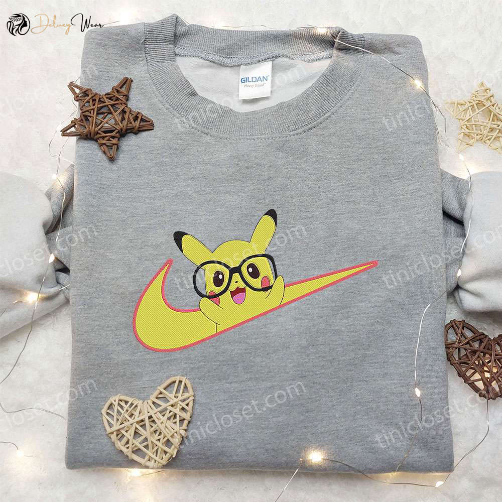 Pikachu x Nike Anime Embroidered Hoodie & Pokemon Nike Inspired Embroidered Shirts