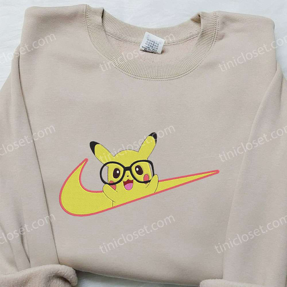 Pikachu x Nike Anime Embroidered Hoodie & Pokemon Nike Inspired Embroidered Shirts