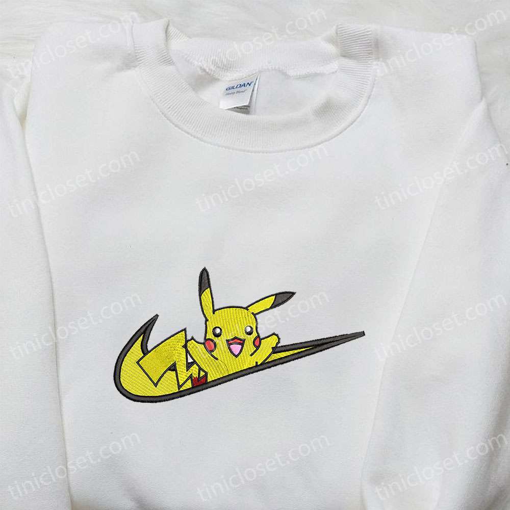 Pikachu x Swoosh Anime Embroidered Shirt – Pokemon T-shirt Perfect Family Gift