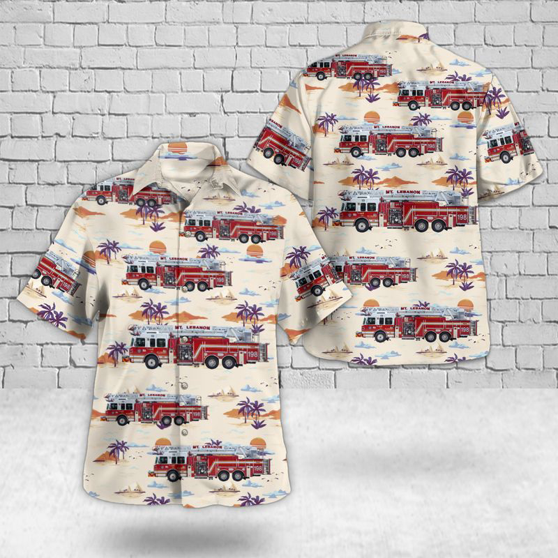 Pittsburgh, Pennsylvania, Mt. Lebanon Fire Department Hawaiian Shirt Gift for Men Dad Father Gift for Men Dad Father