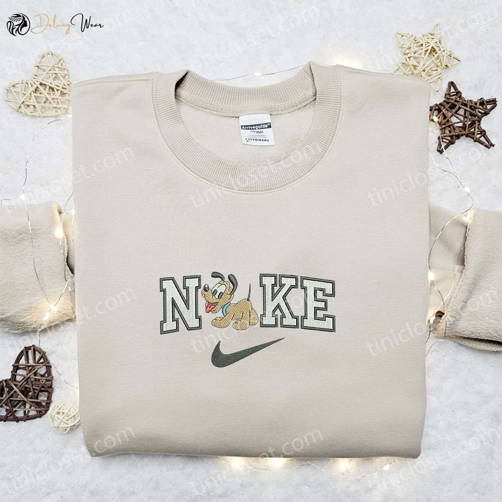 Pluto x Nike Cartoon Embroidered Sweatshirt & Disney Character Shirt – Best Family Gift Ideas