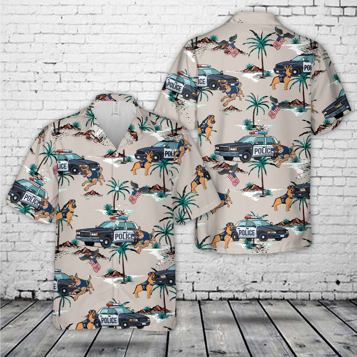 Police Car And Police Dog Hawaiian Shirt Gift for Men Dad Father Gift for Men Dad Father