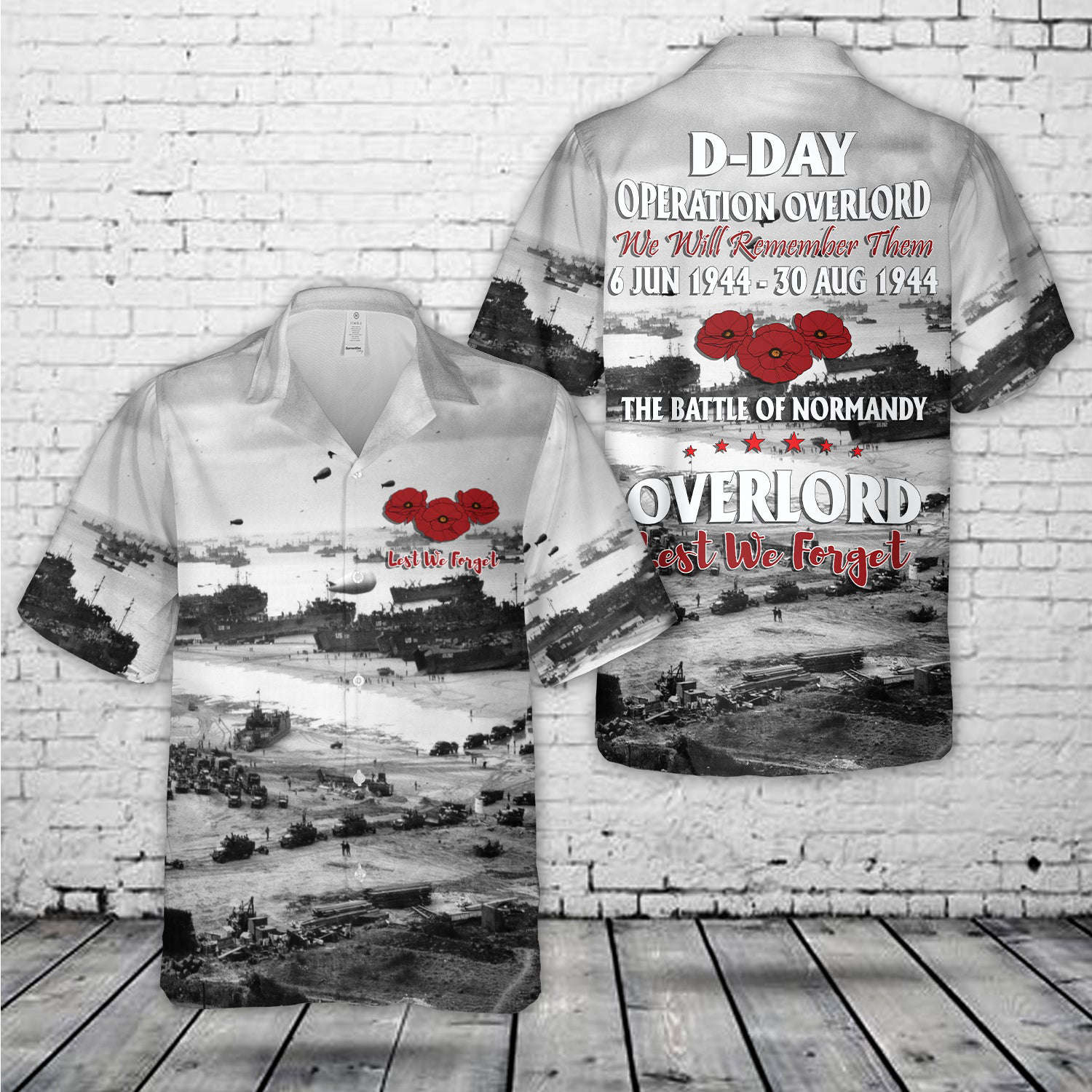 Poppy Operation Overlord Battle of Normandy D-Day Landings LEST WE FORGET Hawaiian Shirt Gift for Men Dad Father Gift for Men Dad Father