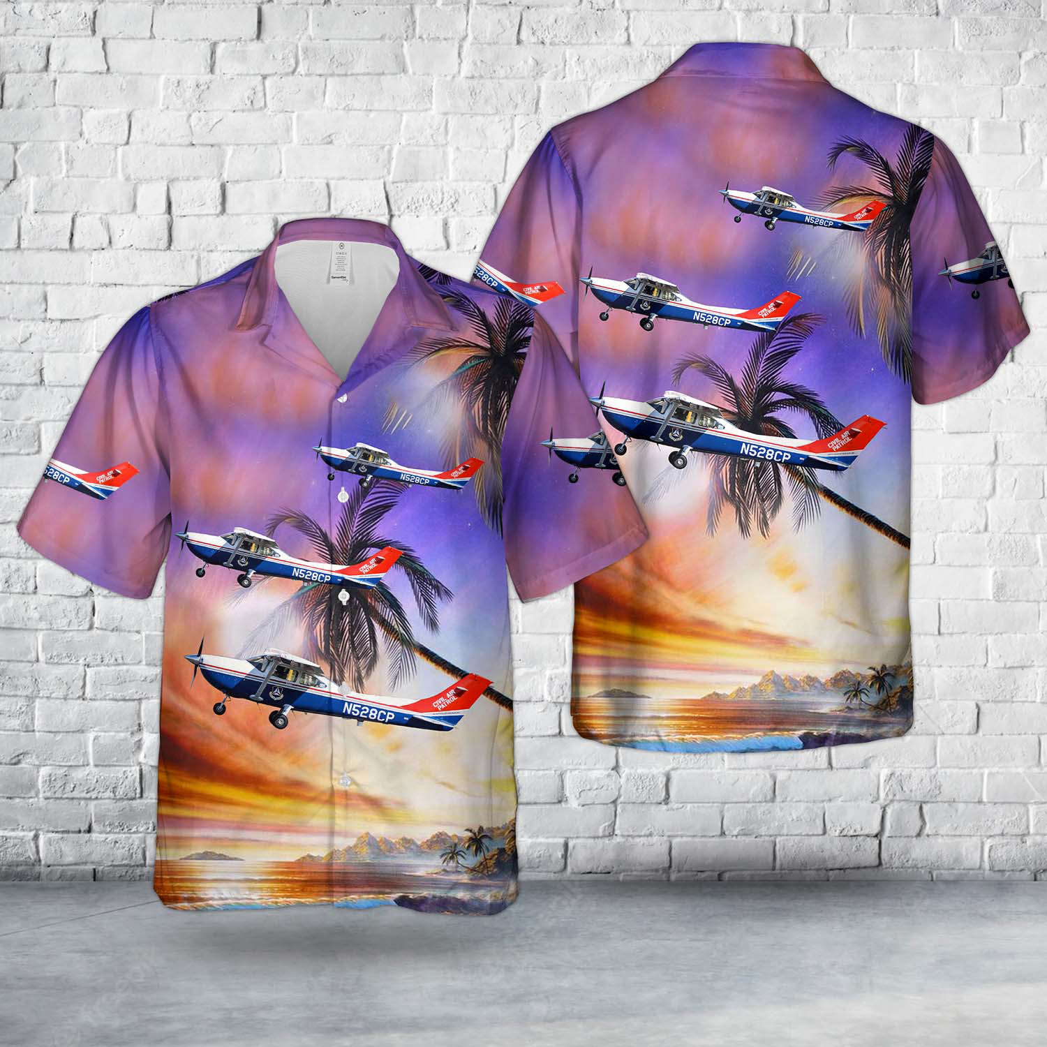 Puerto Rico Wing Civil Air Patrol Cessna 182T Sky Line/N528CP Puerto Rico"TJIG/SIG" Hawaiian Shirt Gift for Men Dad Father Gift for Men Dad Father