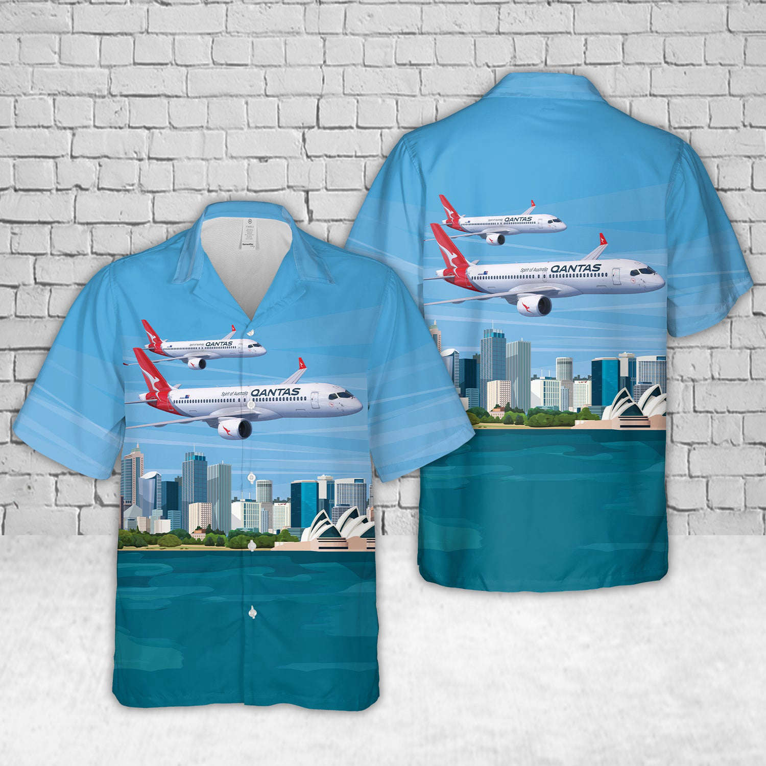 Qantas Airbus A220 Hawaiian Shirt Gift for Men Dad Father Gift for Men Dad Father