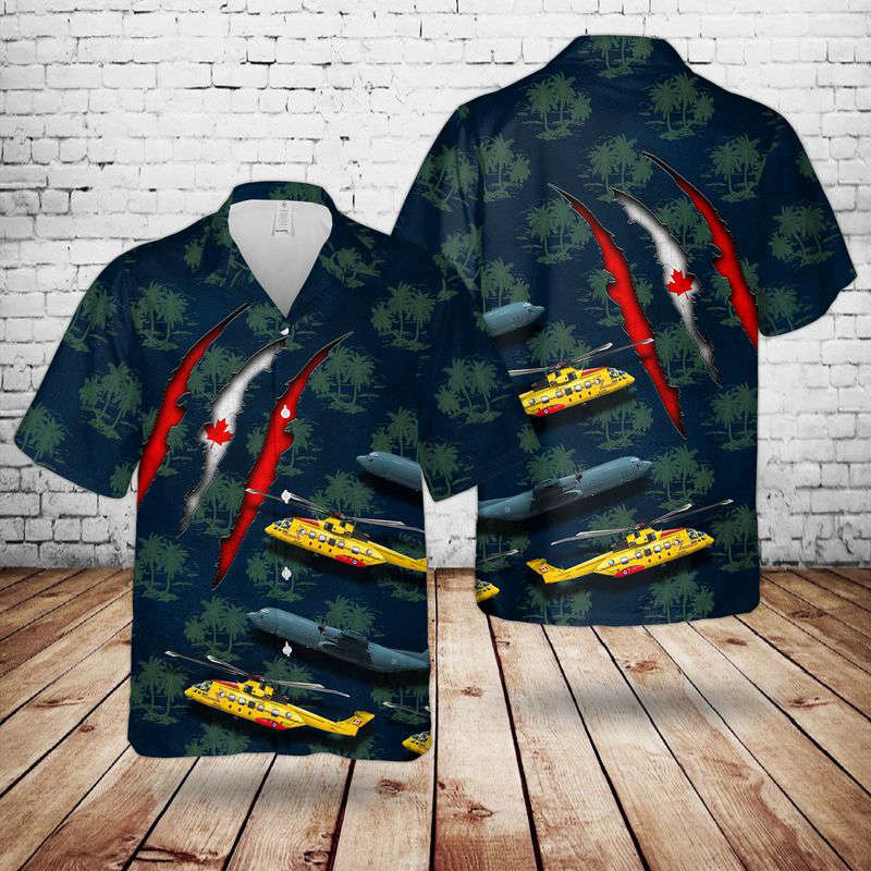RCAF 413 Transport and Rescue Squadron CH-149 Cormorant & CC-130 Hercules Hawaiian Shirt Gift for Men Dad Father Gift for Men Dad Father