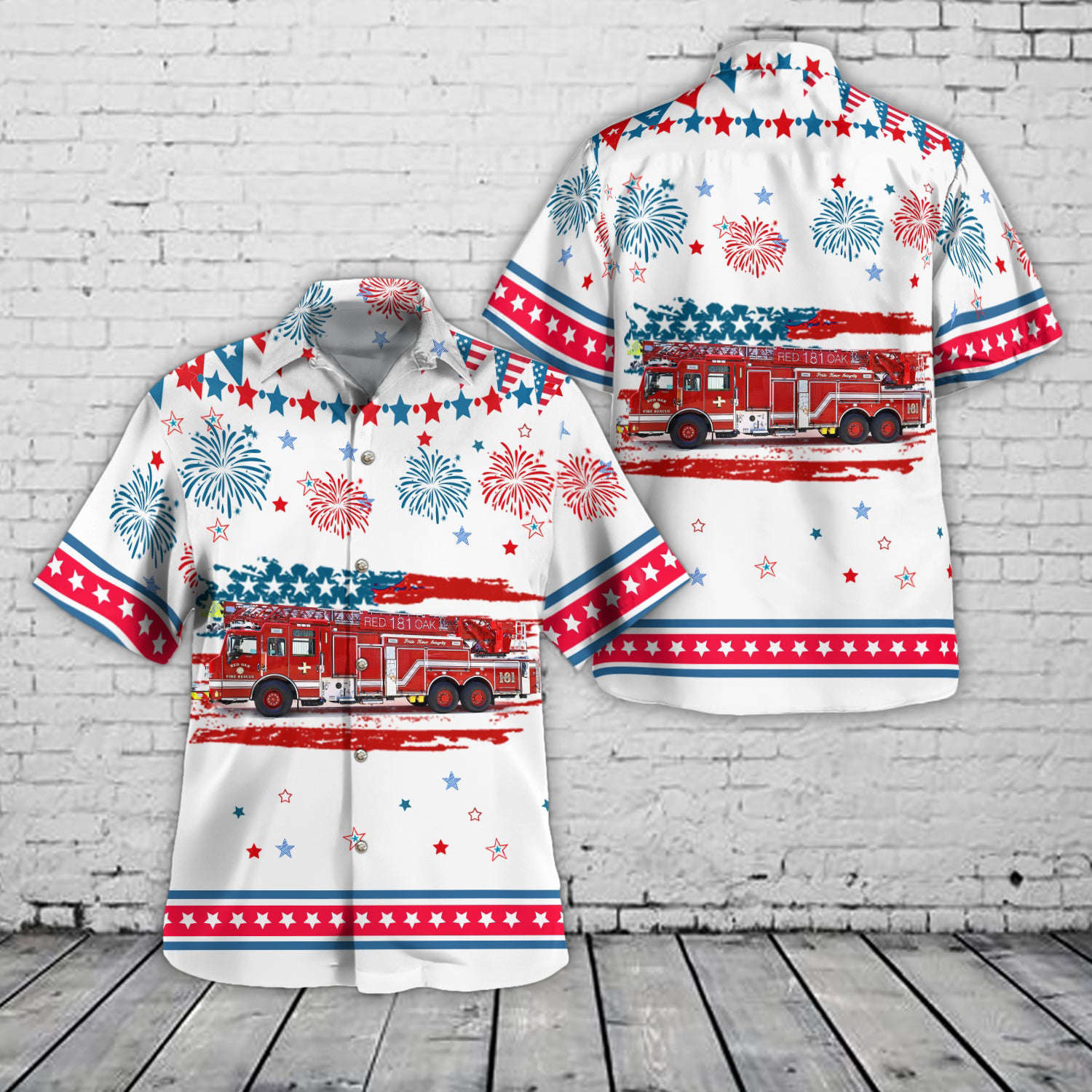 Red Oak, Texas, Red Oak Fire Department, 4th Of July Hawaiian Shirt Gift for Men Dad Father Gift for Men Dad Father