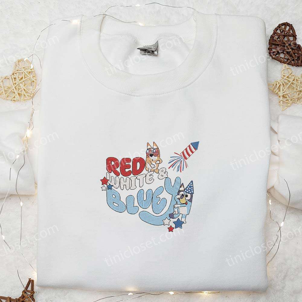Disney Embroidered Shirt: Red White and Bluey – Perfect National Day Gift!