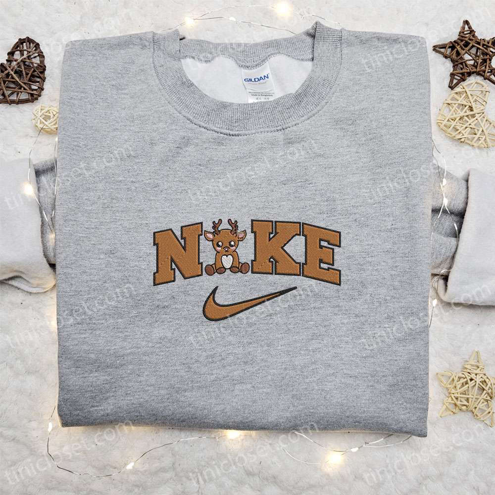 Reindeer Christmas x Nike Embroidered Hoodie & Shirt: Best Family Gift Ideas