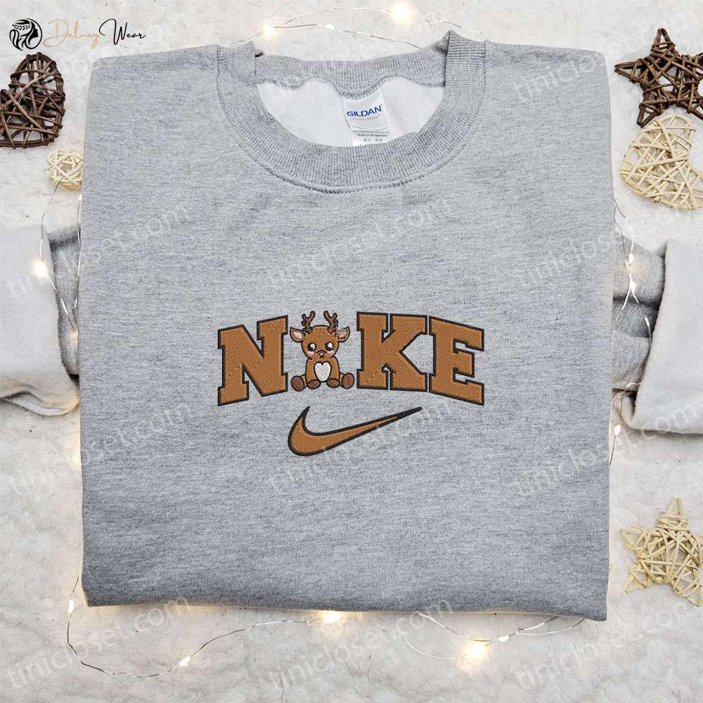 Reindeer Christmas x Nike Embroidered Hoodie & Shirt: Best Family Gift Ideas