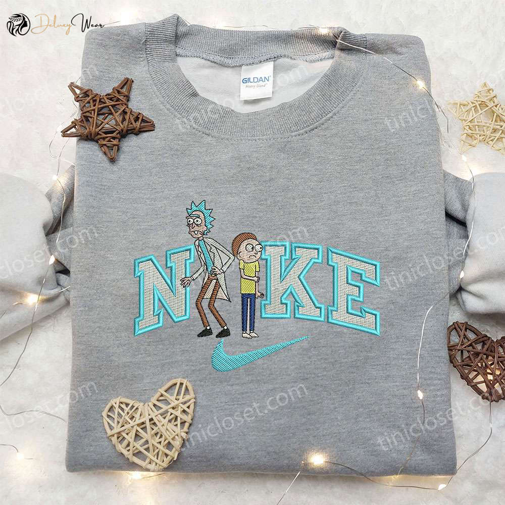 Rick and Morty x Nike Embroidered Sweatshirt – Cartoon Shirt with Nike Inspiration
