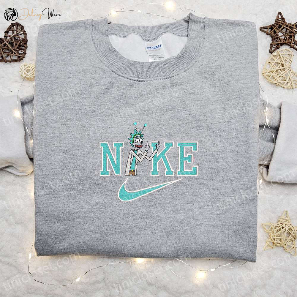 Rick Sanchez x Nike Cartoon Embroidered Sweatshirt – Disney Characters Shirt: Best Family Gift Ideas