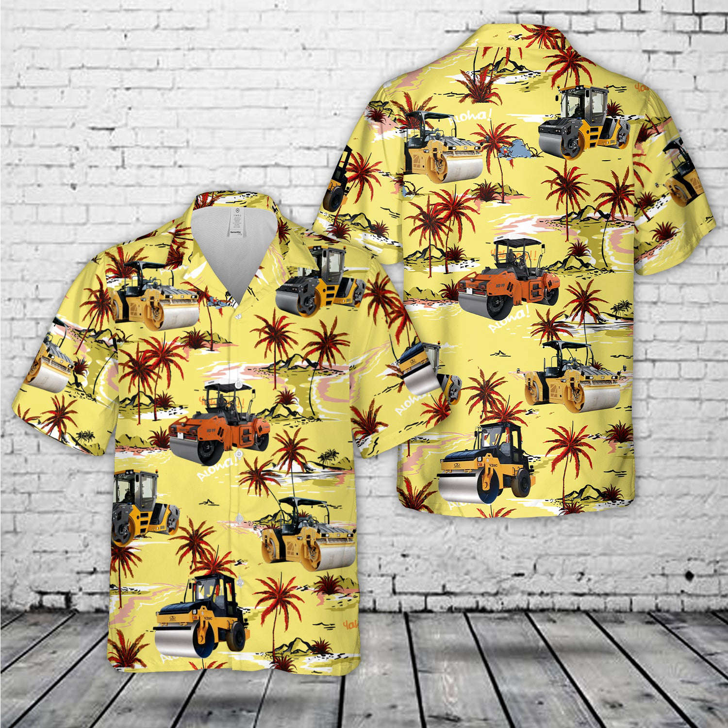 Road Construction Tandem Road Roller Hawaiian Shirt Gift for Men Dad Father Gift for Men Dad Father