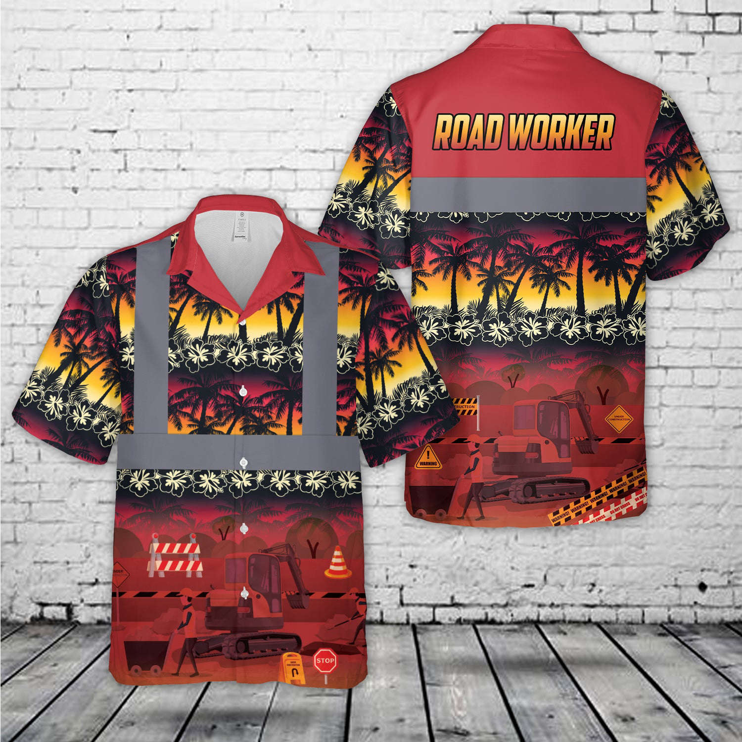 Road Worker Tropical Hawaiian Shirt Gift for Men Dad Father Gift for Men Dad Father