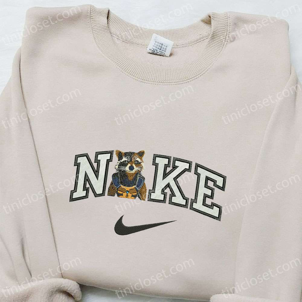 Rocket Racoon x Nike Movie Embroidered Shirt Marvel Universe Sweatshirt & Nike Inspired Hoodie