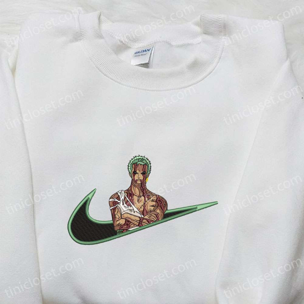 Roronoa Zoro Anime x Swoosh Embroidered Hoodie – Cool Anime Clothing Best Family Gift