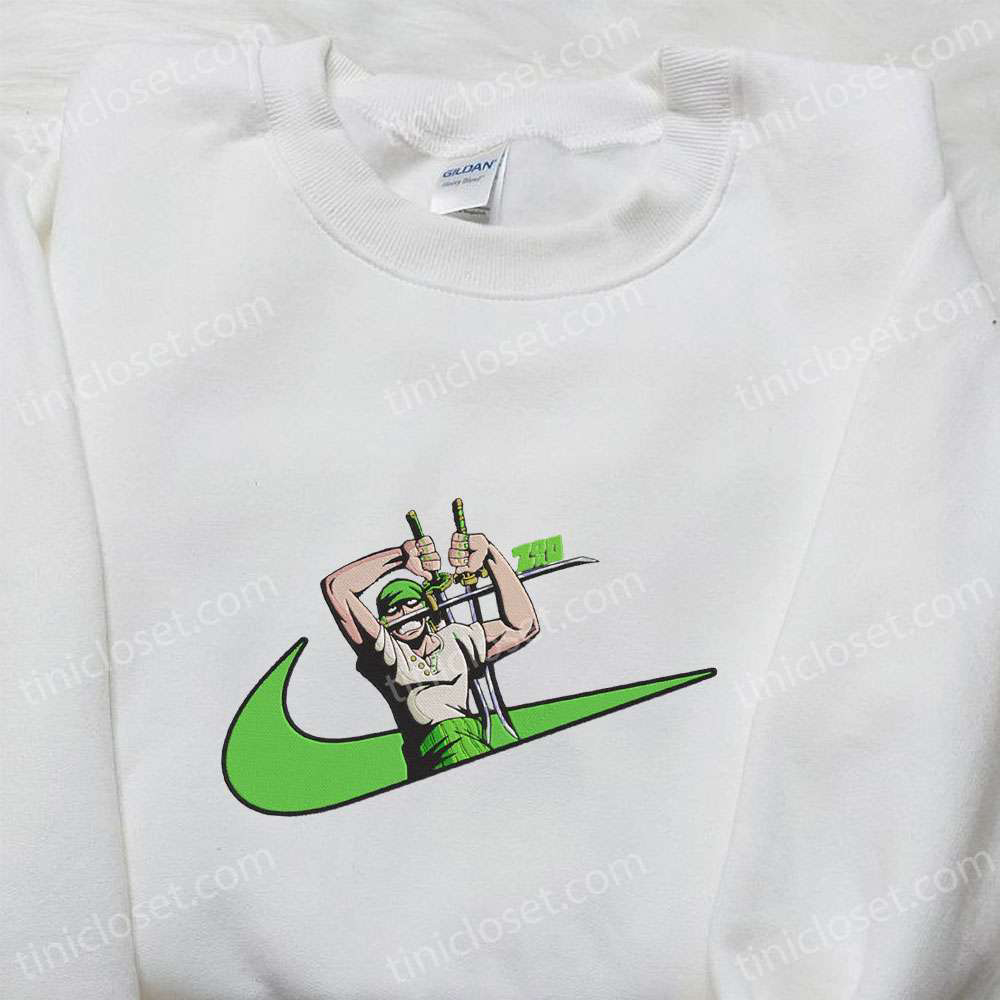 Roronoa Zoro x Swoosh Anime Hoodie: Cool Embroidered Clothing Best Family Gift – Buy Now!