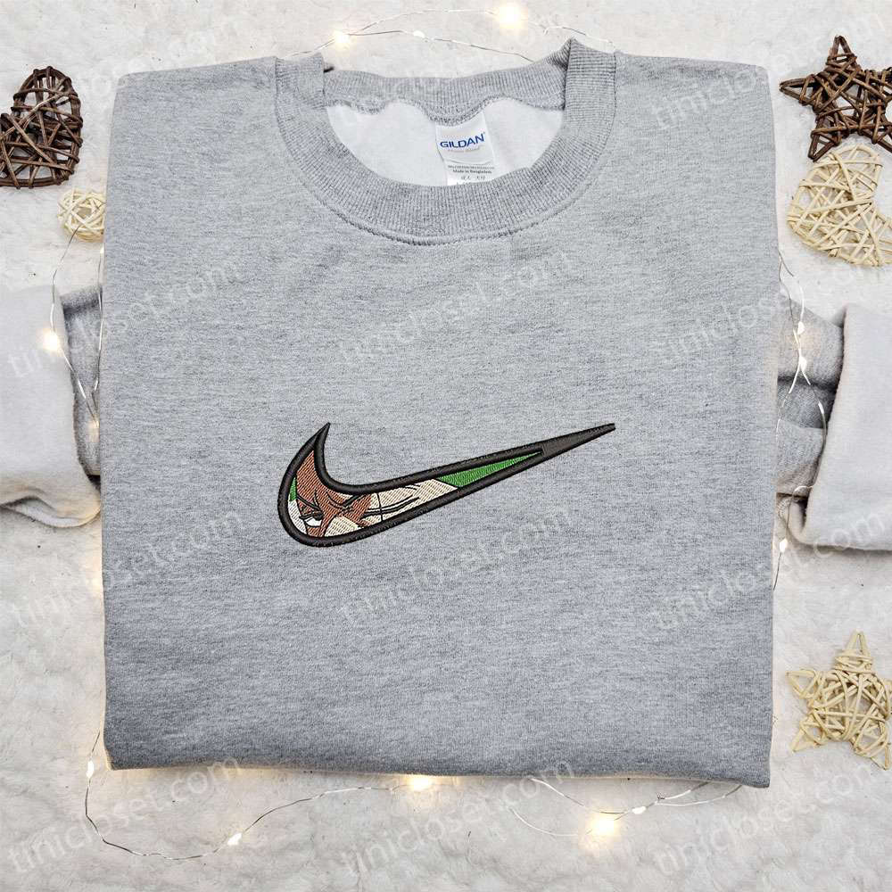 Roronoa Zoro x Swoosh Anime Hoodie One Piece Embroidered Shirt Best Family Gift Ideas