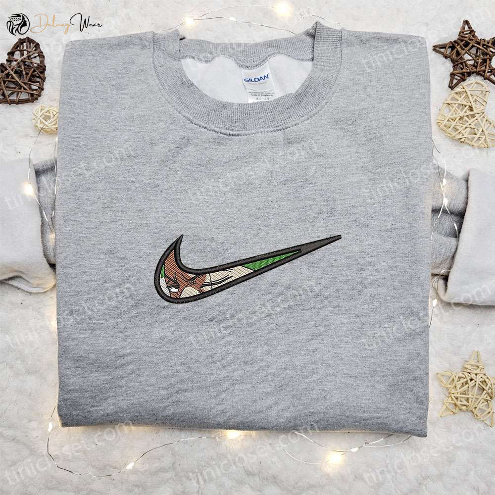 Roronoa Zoro x Swoosh Anime Hoodie One Piece Embroidered Shirt Best Family Gift Ideas